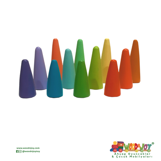 Wood&Joy Ahşap pastel renk dikdörtgen tepsiler (12 adet)