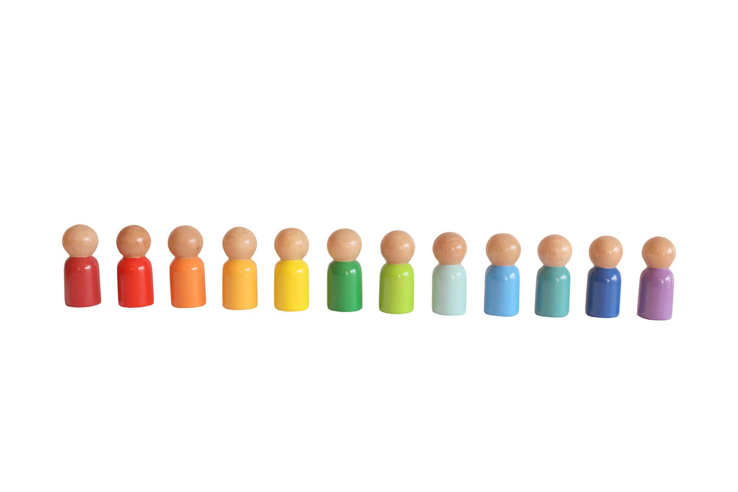 Wood&Joy Wooden Waldorf 12-Pieces Rainbow Peg Doll