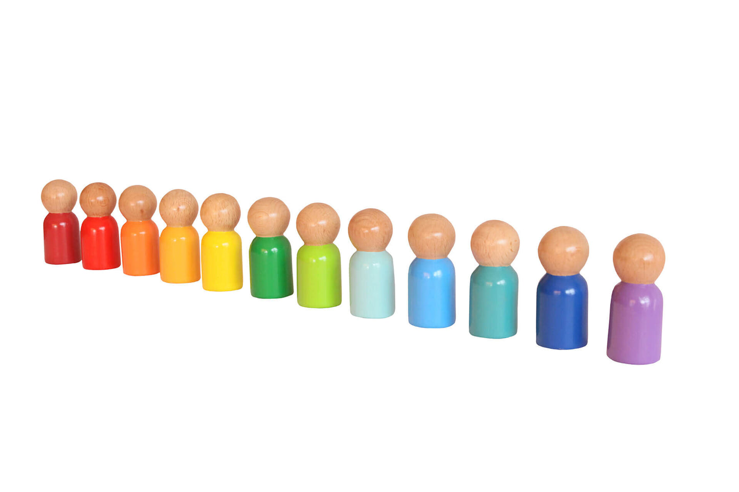 Wood&Joy Wooden Waldorf 12-Pieces Rainbow Peg Doll