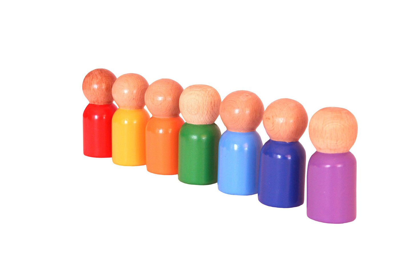 Wood&Joy Wooden Waldorf 7-Pieces Rainbow Peg Dolls