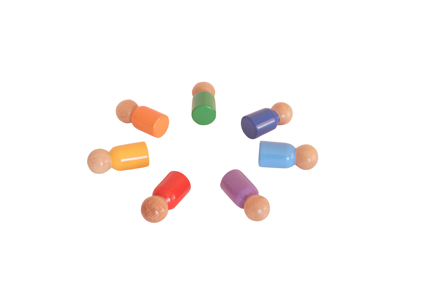 Wood&Joy Wooden Waldorf 7-Pieces Rainbow Peg Dolls