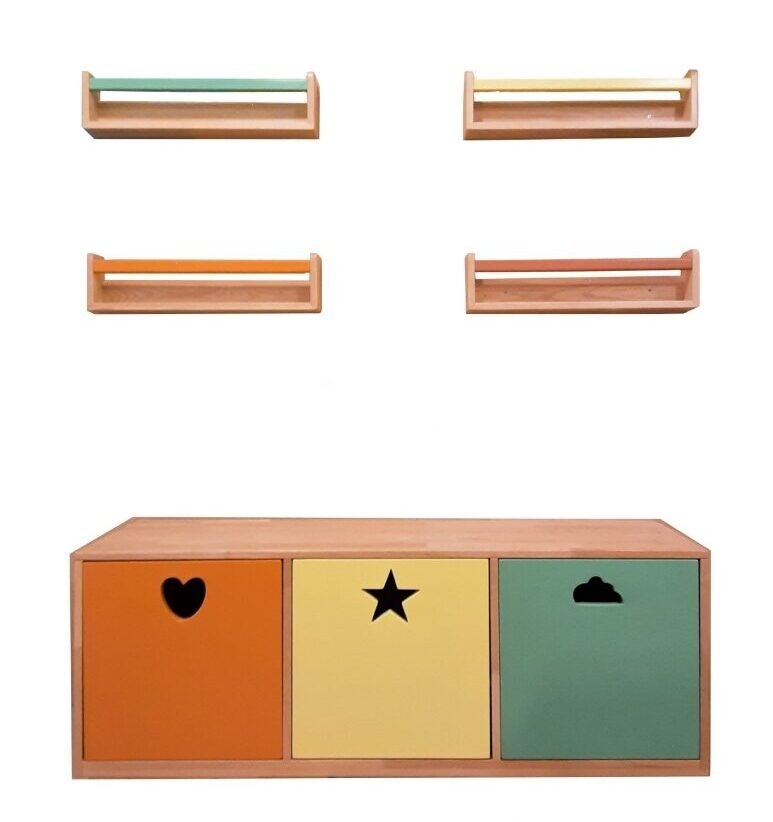 Wood&Joy Wooden Hearth Toy Cabinet and 4 Bookshelves