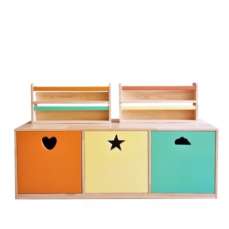 Wood&Joy Wooden Hearth Toy Cabinet and 4 Bookshelves