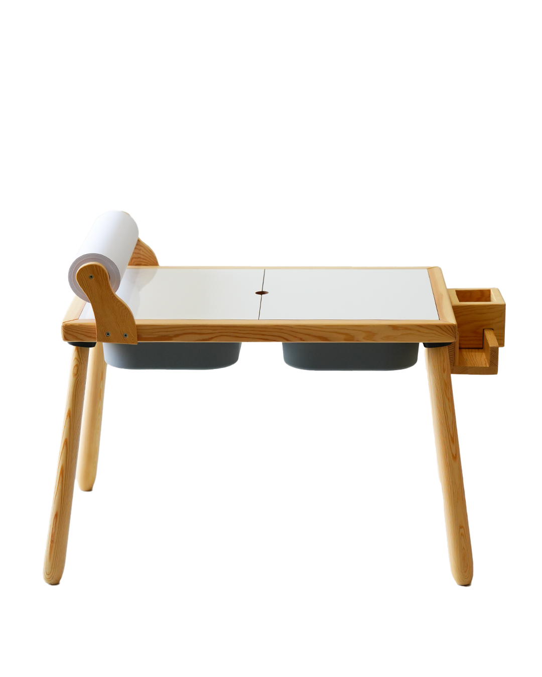 Wood&Joy Wooden Sensory Activity Table (with Staionary Unit & Paper Holder) - GREY